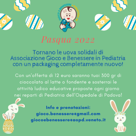 Tornano le uova solidali di Associazione Gioco e Benessere in Pediatria con un packaging completamente nuovo!